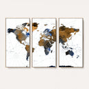 World Map Wall Art Canvas Print, Modern Decorative Framed