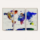 World Map Wall Art Canvas Print, Modern Decorative Framed