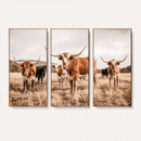 Texas Longhorn Cattle Wall Art Canvas Print, Sepia Western
