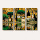 Gustav Klimt Golden Cityscape Wall Art Canvas Print,