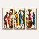African Folk Art Canvas Wall Art, Colorful African Women Village Painting Print, Tribal Ethnic Home Decor, Vibrant African Art, Living Room