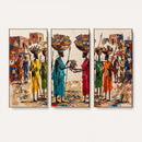 African Folk Art Canvas Wall Art, Colorful African Women Village Painting Print, Tribal Ethnic Home Decor, Vibrant African Art, Living Room