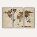 Vintage World Map Wall Art Canvas Print for Living Room,