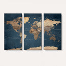 Navy Blue World Map Canvas Print – Framed Travel Map Wall