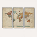 Vintage World Map Canvas Wall Art Print – Framed Modern
