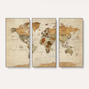 Rustic Vintage World Map Canvas Print – Framed Modern