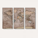 Grunge World Map Canvas Wall Art - Vintage Aged World Map