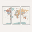 Pastel Colors World Map Wall Art Canvas Print