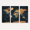 Vintage World Map Canvas Wall Art – Detailed Map with