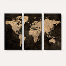 Brown World Map Canvas Print – Modern Travel Map Wall Art,