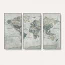 Neutral Vintage World Map Canvas Wall Art Print, Classic Map