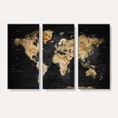 World Map Canvas Wall Art with Famous Landmarks – Framed