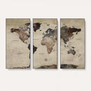 Neutral Watercolor World Map Canvas Wall Art – Framed Earth