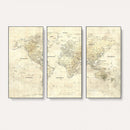 Detailed Large World Map Wall Decor Canvas Art Print
