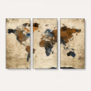 World Map Wall Art – Rustic Earth Tone Canvas Print, Antique