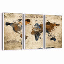 Rustic Watercolor World Map Canvas Wall Art – Framed Travel