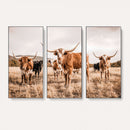 Texas Longhorn Cattle Wall Art Canvas Print, Sepia Western