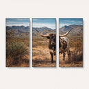 Texas Longhorn Bull Wall Art Canvas Print, Western Farmhouse