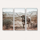 Texas Longhorn Bull Wall Art Canvas Print, Western Farmhouse