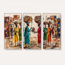 African Folk Art Canvas Wall Art, Colorful African Women Village Painting Print, Tribal Ethnic Home Decor, Vibrant African Art, Living Room
