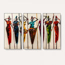 African Folk Art Canvas Wall Art, Colorful African Women Village Painting Print, Tribal Ethnic Home Decor, Vibrant African Art, Living Room