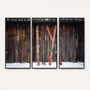 Vintage Ski Gear Canvas Print, Vintage Ski Gear Against