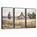 Rustic Farmhouse Barn Wall Art | 3-Panel Framed Gallery Wrap