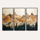 Rustic Wood Mountain Wall Art Print | Triptych Giclee Print
