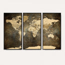Large Framed Vintage World Map Wall Art Print for Home Wall
