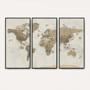 Detailed World Map Wall Art Canvas Print