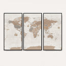 Framed Large World Map Canvas Print for Office Decor