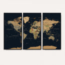 Vintage World Map Canvas on the Dark Background Wall Art