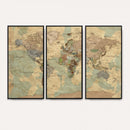 Vintage World Map Wall Art | Ready to Hang and Framed