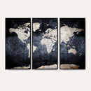 Vintage World Map Canvas Wall Art – Antique Triptych Map