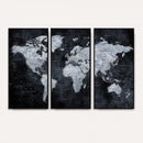 Black World Map Canvas Print – Detailed Map for Couples and