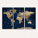 Navy Blue World Map Canvas Print – Detailed Map Minimal Navy