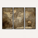 Dark Vintage World Map Canvas Wall Art Print, Antique Map