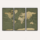 Large World Map Canvas Wall Art Print for Study Room Decor -