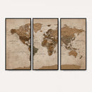 World Map Canvas Wall Art Print, Detailed Global Map Artwork