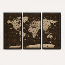 Colorful World Map Canvas Wall Art with Landmarks – Framed