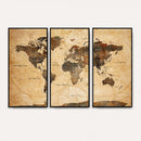 Navy Blue and Gold World Map Canvas Print – Framed Luxury