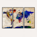 Watercolor World Map Canvas Print – Framed Wall Art for