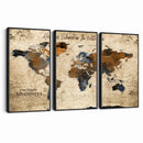 World Map Wall Art – Rustic Earth Tone Canvas Print, Antique
