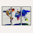 Vintage World Map Canvas Wall Art – Framed Travel Map with