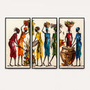 African Folk Art Canvas Wall Art, Colorful African Women Village Painting Print, Tribal Ethnic Home Decor, Vibrant African Art, Living Room