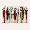 African Folk Art Canvas Wall Art, Colorful African Women Village Painting Print, Tribal Ethnic Home Decor, Vibrant African Art, Living Room