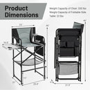 46 Inches Tall Directors Chair with Foldable Side Table and Footrest-Gray by LJGDeals