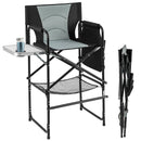 46 Inches Tall Directors Chair with Foldable Side Table and Footrest-Gray by LJGDeals