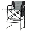 46 Inches Tall Directors Chair with Foldable Side Table and Footrest-Gray by LJGDeals