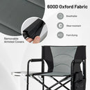 46 Inches Tall Directors Chair with Foldable Side Table and Footrest-Gray by LJGDeals